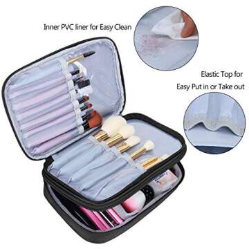 Teamoy Travel Makeup Brush Case(up to 8.8"), Professional Makeup Train Organizer Bag with Handle Str...