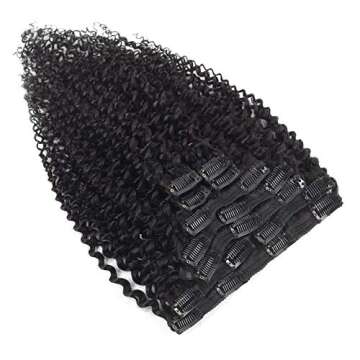 10 Pcs/Set Kinky Curly Clip Ins Hair Extensions Human Hair 16 Inch - Real Thick Brazilian Curly Huma...