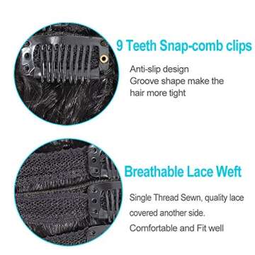 10 Pcs/Set Kinky Curly Clip Ins Hair Extensions Human Hair 16 Inch - Real Thick Brazilian Curly Human Hair for Black Women - Natural Black Color 3C 4A Afro Kinkys Curly 20 Clip Ins 120 Gram