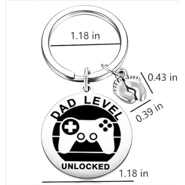 New Expecting Dad First Time Father's Day, Daddy to be, Soon to be New Dad Announce Pregnancy, Dad Unlocked Key Chain with Baby Footprint Charm
