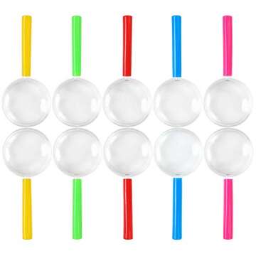 Elcoho 30 Pack Plastic Magnifying Glasses Colorful Magnifying Glasses Party Favors with a Storage Bag, 5 Colors