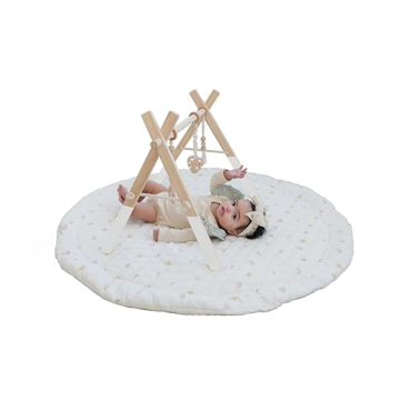 Modern Wooden Baby Play Gym for Babies 0-12 Months Cognitive & Motor Skills Foldable Infant Play Gym...