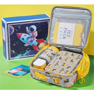 Fimibuke Bento Lunch Box for Kids with Thermos, 3-Compartment 32OZ Snack Lunch Container, Lunch Bag,...