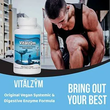 VITÄLZYM Original Proteolytic Systemic Digestive Enzyme Formula Serrapeptase Source | Immune and Joint Support Increase Blood Flow Cardio Function | Healthy Men Women (90 Capsules)