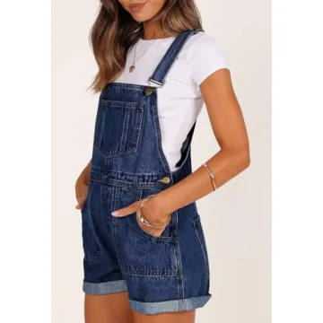 Pink Queen Adjustable Strap Denim Shortalls for Women
