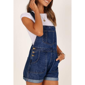 Pink Queen Adjustable Strap Denim Shortalls for Women