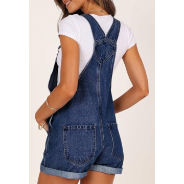 Pink Queen Adjustable Strap Denim Shortalls for Women
