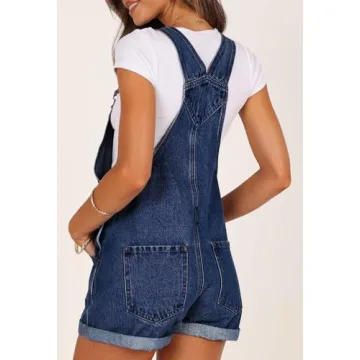 Pink Queen Adjustable Strap Denim Shortalls for Women