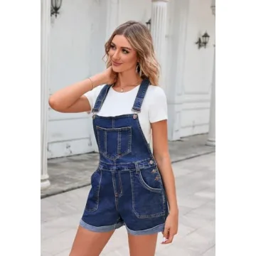 Pink Queen Adjustable Strap Denim Shortalls for Women