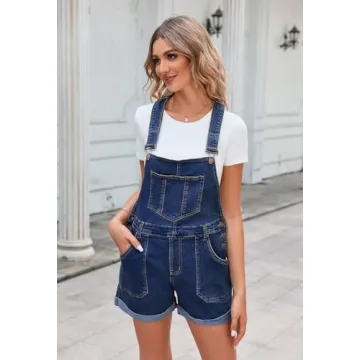Pink Queen Adjustable Strap Denim Shortalls for Women