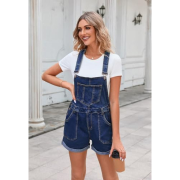 Pink Queen Adjustable Strap Denim Shortalls for Women