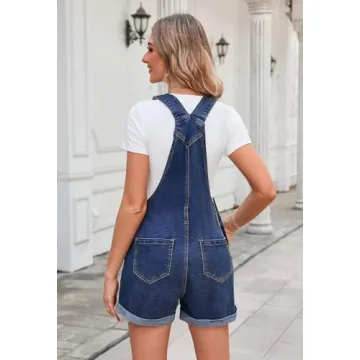 Pink Queen Adjustable Strap Denim Shortalls for Women