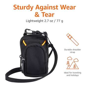 Amazon Basics Medium Point and Shoot Camera Case, Interior dimension 4.29 x 2.52 x 0.91 Inches, (Fits devices - 2.4 x 1 x 4 inches), Black, Solid