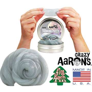 Crazy Aaron's Thinking Putty Mini Tins Holiday (Christmas) Candy Cane (Hypercolor), Snow Angel (Sparkle) & Winter Cabin (Scented) Gift Set Bundle - 3 Pack (Limited Edition) .47 oz Each