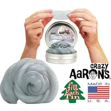 Crazy Aaron's Thinking Putty Mini Tins Holiday (Christmas) Candy Cane (Hypercolor), Snow Angel (Sparkle) & Winter Cabin (Scented) Gift Set Bundle - 3 Pack (Limited Edition) .47 oz Each