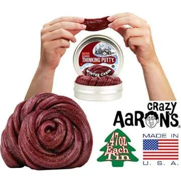Crazy Aaron's Thinking Putty Mini Tins Holiday (Christmas) Candy Cane (Hypercolor), Snow Angel (Sparkle) & Winter Cabin (Scented) Gift Set Bundle - 3 Pack (Limited Edition) .47 oz Each