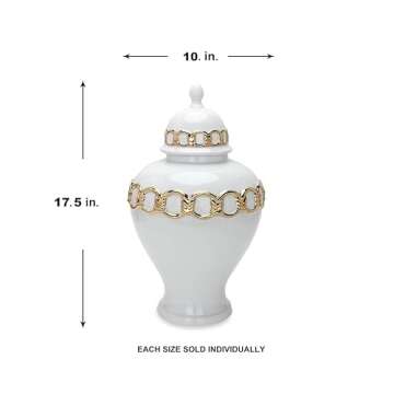 Noori Home - Modern Glam Artisan Ceramic Ginger Jar Urn with Lid