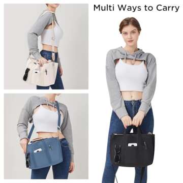 JIECH Canvas Tote Bag with Multi Pockets Crossbody Tote Bag for Women Shoulder Handbag Everything To...