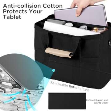 JIECH Canvas Tote Bag with Multi Pockets Crossbody Tote Bag for Women Shoulder Handbag Everything Tote Bag with Compartments