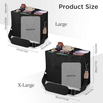 JIECH Canvas Tote Bag with Multi Pockets Crossbody Tote Bag for Women Shoulder Handbag Everything Tote Bag with Compartments