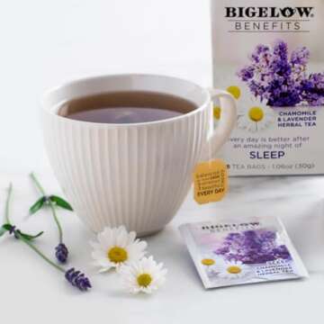 Bigelow Benefits Sleep Chamomile Lavender Herbal Tea, Caffeine Free, 18 Count (Pack of 6), 108 Total...