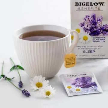 Bigelow Benefits Sleep Chamomile Lavender Herbal Tea, Caffeine Free, 18 Count (Pack of 6), 108 Total...