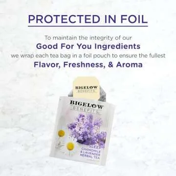 Bigelow Benefits Sleep Chamomile Lavender Herbal Tea, Caffeine Free, 18 Count (Pack of 6), 108 Total Tea Bags