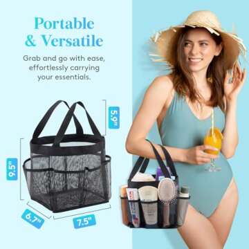 Lifewit Mesh Shower Caddy Freestanding Portable Shower Tote Bag for College Dorm, Bathroom, Gym, Tra...