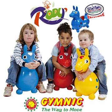 Rody Horse Inflatable Bounce & Ride, Matty's Toy Stop Exclusive Blue & Red (7024) with Pump