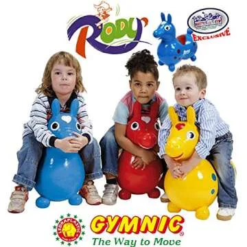 Rody Horse Inflatable Bounce & Ride, Matty's Toy Stop Exclusive Blue & Red (7024) with Pump