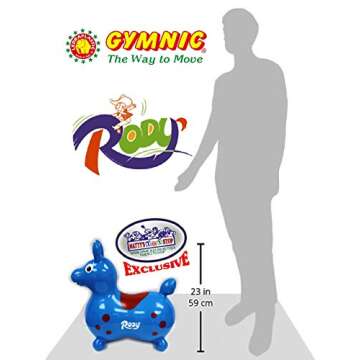 Rody Horse Inflatable Bounce & Ride, Matty's Toy Stop Exclusive Blue & Red (7024) with Pump
