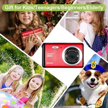 Digital Camera for Kids, 1080P FHD Camera, Point and Shoot Digital Camera for Pictures, 8X Zoom, Com...
