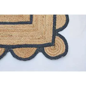 Gautam International Scallop Pattern Jute Bohemian Area Rug (3'x5', Navy)
