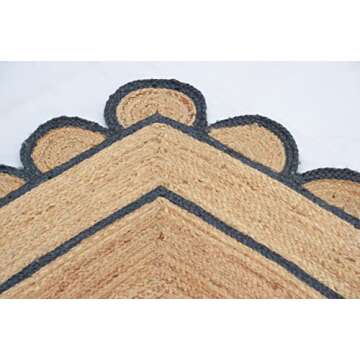 Gautam International Scallop Pattern Jute Bohemian Area Rug (3'x5', Navy)