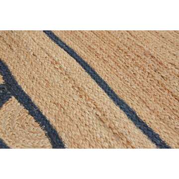 Gautam International Scallop Pattern Jute Bohemian Area Rug (3'x5', Navy)