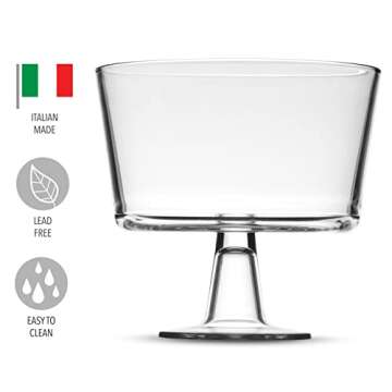 Godinger Trifle Bowl, Fruit Bowl, Italian Made Crystal Glass Footed Trifle Bowls, Dessert Display Cake Stand - Made in Italy