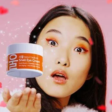 SeoulCeuticals Korean Snail Mucin Eye Cream - 97.5% Snail Filtrate K Beauty Anti Aging Under Eye Anti Wrinkle Eye Treatment Cream 0.5oz