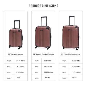 Kenneth Cole REACTION Out of Bounds Lightweight Hardshell 4-Wheel Spinner Luggage, Rose Gold, 2-Piece Set (20" & 28")