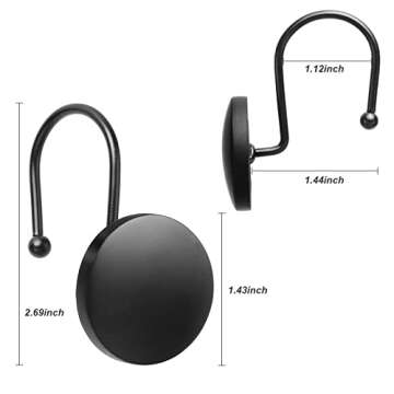 Round Button Resin Shower Curtain Hooks Set of 12 Decorative Hangers