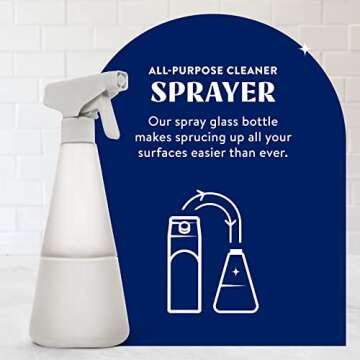 Cleancult Glass Spray Bottles (16oz, 2 Pack) - Refillable All Purpose Cleaning Spray Bottle - BPA-Free Plastic Nozzle & Non Slip Silicone Sleeve - Shatter Resistant, Dishwasher Safe - Stone