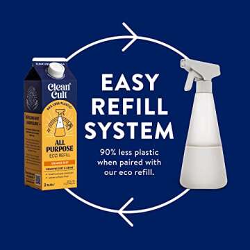 Cleancult Glass Spray Bottles (16oz, 2 Pack) - Refillable All Purpose Cleaning Spray Bottle - BPA-Free Plastic Nozzle & Non Slip Silicone Sleeve - Shatter Resistant, Dishwasher Safe - Stone