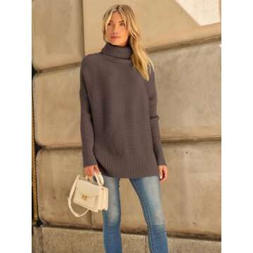 LILLUSORY Womens Turtleneck Oversized Tunic Fall Sweaters 2024 Casual Long Pullover Knit Winter Cute...