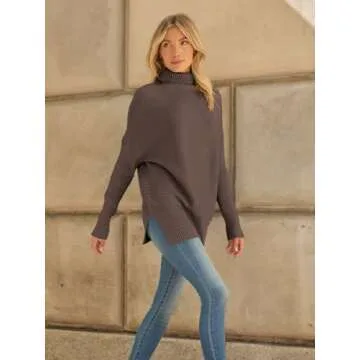 LILLUSORY Womens Turtleneck Oversized Tunic Fall Sweaters 2024 Casual Long Pullover Knit Winter Cute Poncho Fashion Trendy Clothes Outfits Clothing Tops Leggings
