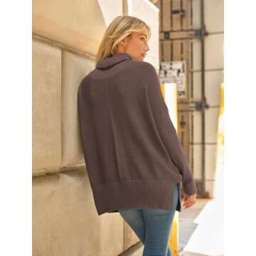 LILLUSORY Womens Turtleneck Oversized Tunic Fall Sweaters 2024 Casual Long Pullover Knit Winter Cute Poncho Fashion Trendy Clothes Outfits Clothing Tops Leggings