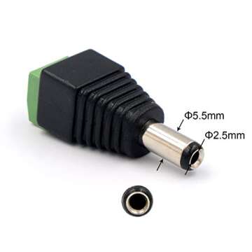 GOSONO Male Female DC Power Plug Connector 2.5 x 5.5/2.1x5.5 (Screw Fastening Type) Needn't Welding DC Plug Adapter,10pcs/set (Male Plug Connector 2.5x5.5mm)