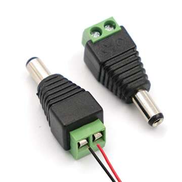 GOSONO Male Female DC Power Plug Connector 2.5 x 5.5/2.1x5.5 (Screw Fastening Type) Needn't Welding DC Plug Adapter,10pcs/set (Male Plug Connector 2.5x5.5mm)