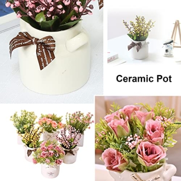 LUEUR 6Pcs Artificial Flower Pots for Home Decor