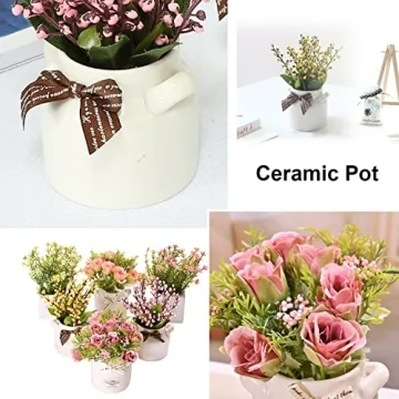 LUEUR 6Pcs Artificial Flower Pots for Home Decor