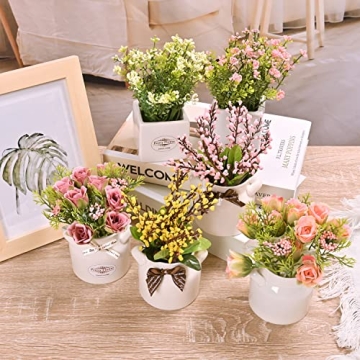LUEUR 6Pcs Artificial Flower Pots for Home Decor