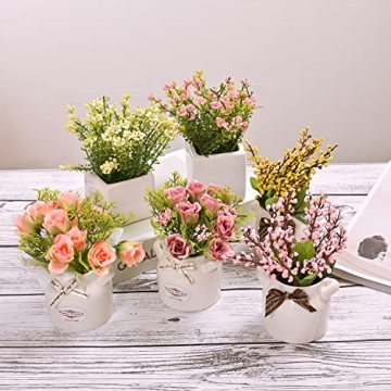 LUEUR 6Pcs Artificial Flower Pots for Home Decor